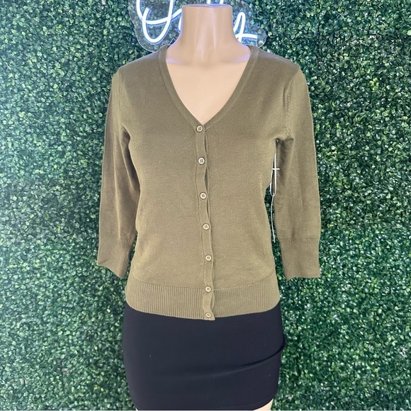 YEMAK Women's Knit Cardigan Sweater – 3/4 Sleeve V Size S - Picture 7 of 10